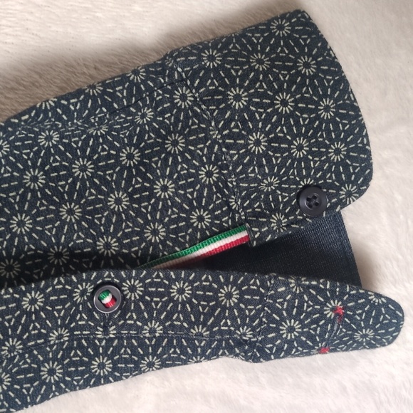 Fil Noir Mens Selezione Blue Patterned Stretch Button Up Shirt Size L - Picture 5 of 8